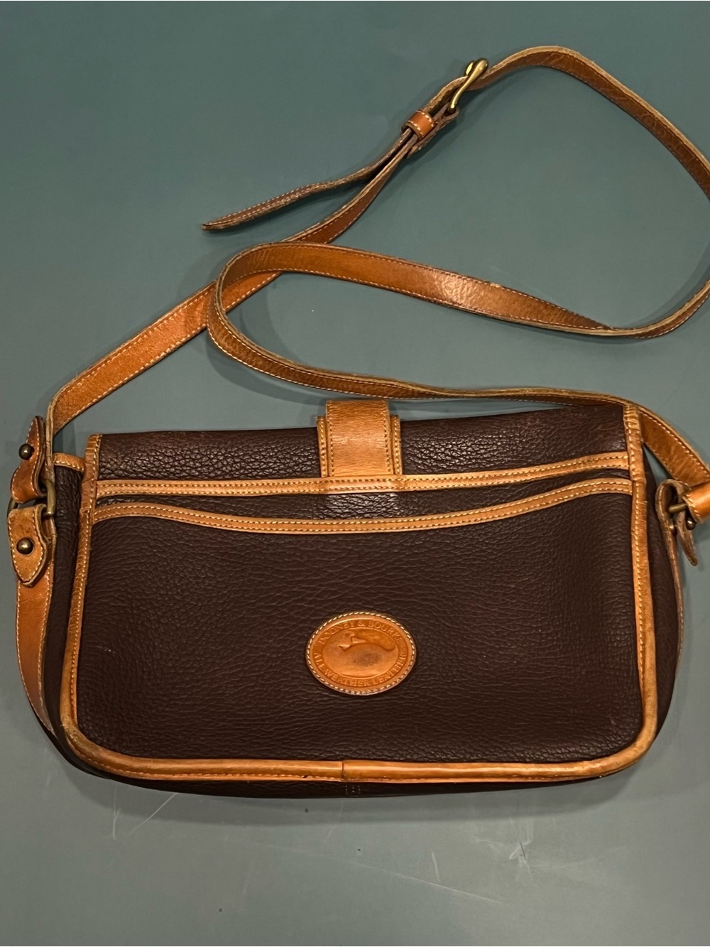 Vintage Dooney & Bourke Pebbled Leather Equestrian Crossbody Purse Duck 90s/80s - Picture 2 of 11